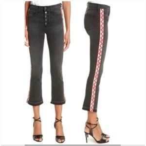 Veronica Beard 10" Carolyn Baby Boot Crop‎ Jeans Frayed Aztec Tuxedo Size 28